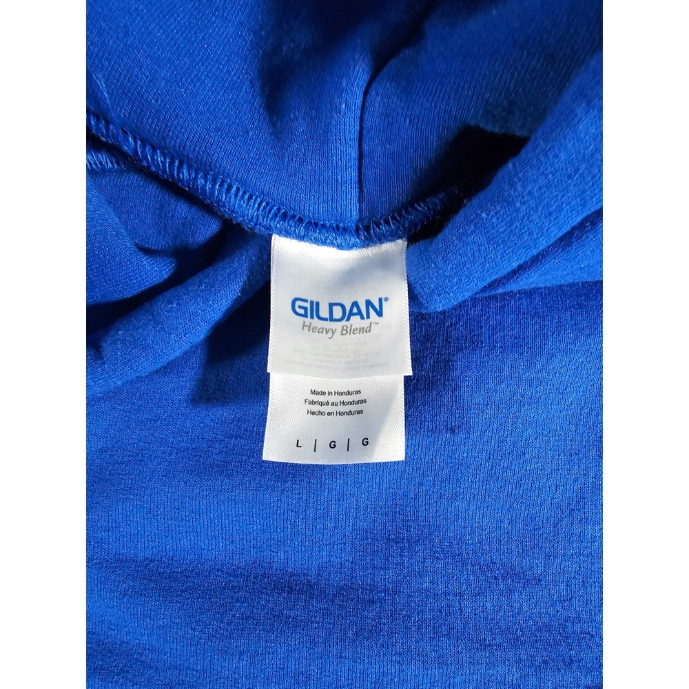 Gildan We Stand For The Flag We Kneel For The Cross‎ Blue Graphic Hoodie Mens L - Picture 3 of 11